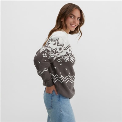 Свитер вязаный новогодний KAFTAN Scandinavia, размер 50, серый