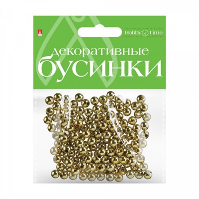 Бусины круглые ЗОЛОТЫЕ 6 мм 2-371/03 Альт