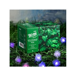Гирлянда «Нить», 4.5 м, уличная, с насадками «Цветок», IP44, 30 LED, 2 режима, солнечная батарея, тёмная нить, свечение синее/фиолетовое/розовое