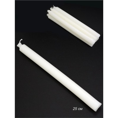 Свеча стержень белая 6 штук 25х2 см / G354-3 /уп 45/