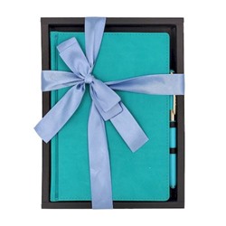 Подарочный набор Ежедневник недатированный А5+ 272 стр. "VELVET" (МОРСКАЯ ВОЛНА)+ ручка 3-115/15-2 Bruno Visconti