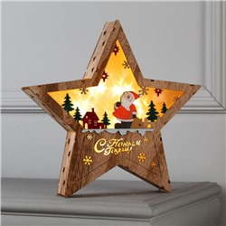 Светодиодная фигура «Дед Мороз в лесу» 30×30×5 см, дерево, батарейки АААх2 (не в комплекте), свечение тёплое белое