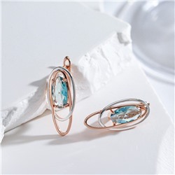 Серьги с голубым камнем, покрытие позолота 585 пробы,H1449, арт.212.034