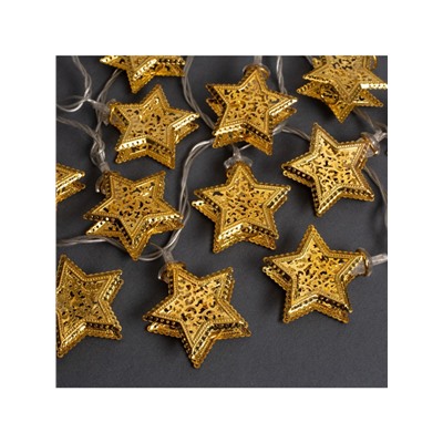 Гирлянда «Нить» 4 м с насадками «Звёздочка», IP20, прозрачная нить, 20 LED, свечение тёплое белое, 8 режимов, 220 В