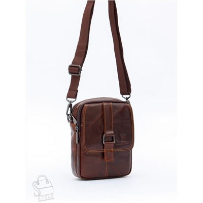 Сумка мужская кожаная 8612S brown Fuzhiniao в Новосибирске