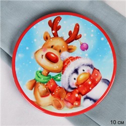 Подставка под горячее, кружку 10 см Друзья Новый Год / КD023 /уп 144/ новогодняя