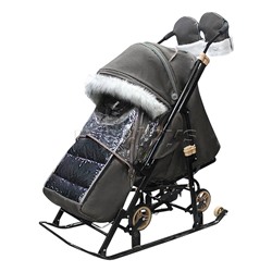 Санки-коляска "Glory gloss" (тёмно-коричневый )