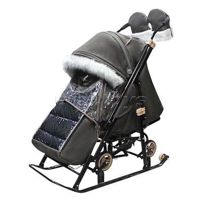 Санки-коляска "Glory gloss" (тёмно-коричневый )