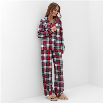 Пижама новогодняя женская (рубашка, брюки) KAFTAN Christmas time, размер 48-50