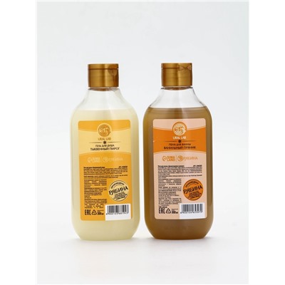 Подарочный набор новогодний в деревянной корзине: гель для душа, пена для ванны и полотенце, аромат тыквенный пирог и ванильный пряник, URAL LAB