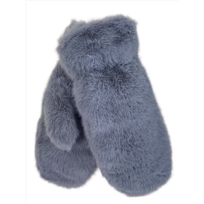 Зимние меховые женские варежки,  цвет серый