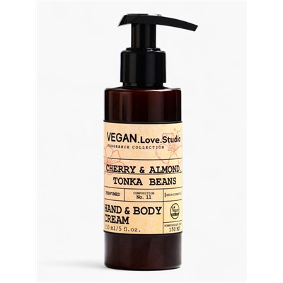 Подарочный набор женский VEGAN.Love.Studio, гель для душа, крем-лосьон, парфюмированный, вишня, миндаль, бобы тонка