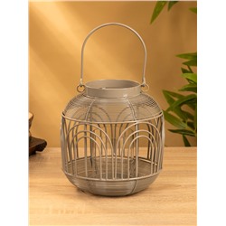 Подсвечник фонарь со стеклянной колбой, 19×19×19.5 см, d=8.5 см, металл, серый