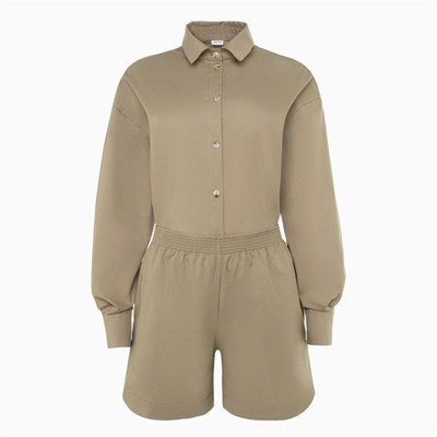 Костюм женский (рубашка, шорты) MINAKU: Oversize, зелёный, размер 44