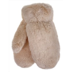 Зимние меховые женские варежки,  цвет  бежевый