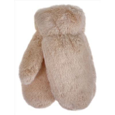 Зимние меховые женские варежки,  цвет  бежевый