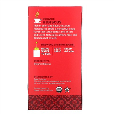 Equal Exchange, Organic Hibiscus Herbal Tea, Caffeine-Free, 20 Tea Bags, 1.41 oz (40 g)