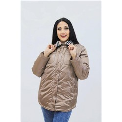 Демисезонная женская куртка весна осень Клетка 8762 (Коричневый)