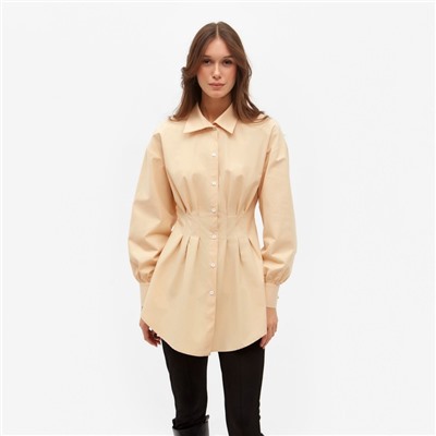 Рубашка женская удлиненная MINAKU: Casual Collection, размер 42, бежевая
