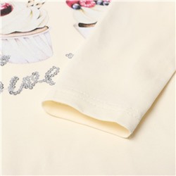 Лонгслив для девочки, цвет молочный, рост 134 см