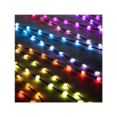 Умная гирлянда «Нить» 5 м роса с насадками «Цветочки», IP20, тёмная нить, 100 LED, пульт ДУ, приложение, свечение RGB, USB