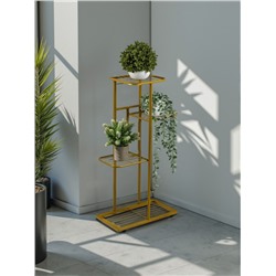 Подставка для цветов Greengo, 4 полки, 43×22×82 см, напольная, металл, цвет золотой