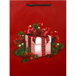 Пакет подарочный новогодний ламинированный, «Подарки», 26×12×32 см