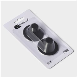 Крючки самоклеящиеся SAVANNA Black Loft, 2 шт., металл, 3×5.2 см, чёрные