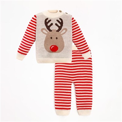 Костюм детский вязаный «Крошка Я. Олень», рост 68-74 см