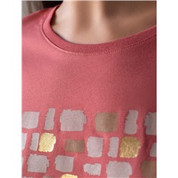 Свободная футболка с принтом из премиального хлопка с эластаном