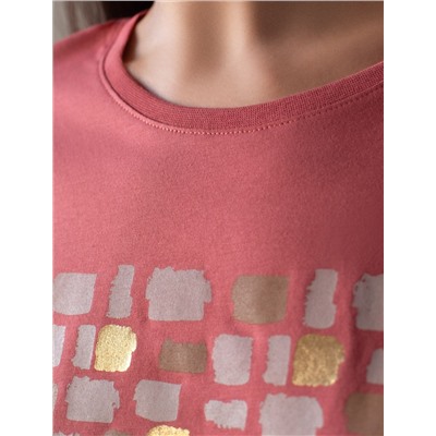 Свободная футболка с принтом из премиального хлопка с эластаном