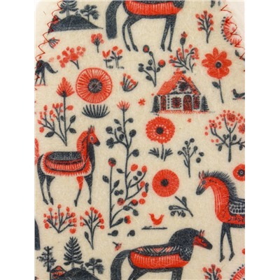 Шапка для бани и сауны «Мезенские кони», полиэфир 70%, шерсть 30%