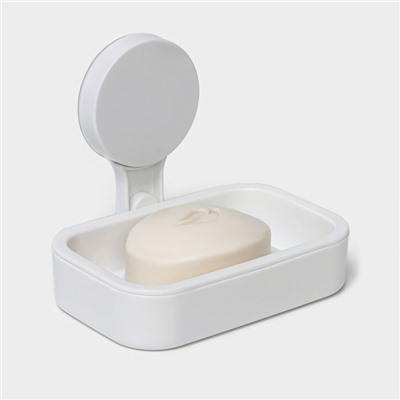 Мыльница самоклеящаяся с поддоном Доляна Witlen, пластик, 12×14×10 см, белая