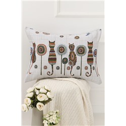 Наволочка декоративная рогожка Lizzy Home размер 50х70 см рисунок кошки НАТАЛИ, 1126688