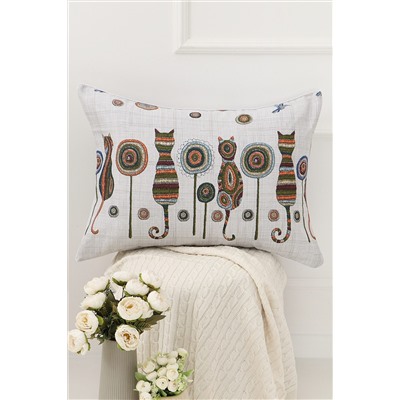 Наволочка декоративная рогожка Lizzy Home размер 50х70 см рисунок кошки НАТАЛИ, 1126688