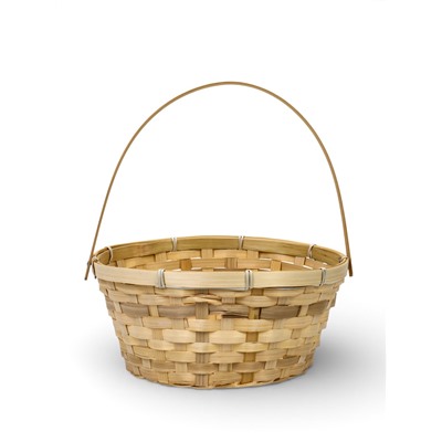 Корзина плетёная для хранения, 26×26×12 см, ручка h=18 см, бамбуковая, цвет натуральный