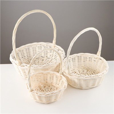 УЦЕНКА Набор корзин «Косичка», 3 шт, 35×12/38 см, 29×11/32 см, 24×10/27 см, ива