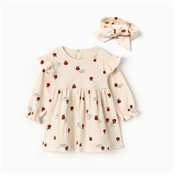 Платье для девочки и повязка «Крошка Я» Oranges, рост 92-98 см, молочное