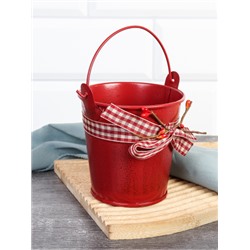 Ведерко для сервировки с эффектом старения 10х10х7см / YW08 /уп 144/ Новогоднее/ Красное