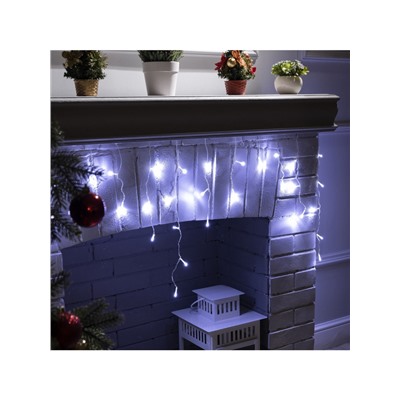 Гирлянда «Бахрома» 3×0.5 м, IP20, прозрачная нить, 80 LED, свечение белое, 8 режимов, 220 В