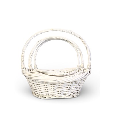 Корзина плетёная для хранения Folia, с ручкой, белая, набор 3 шт.