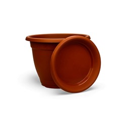 Горшок для цветов с поддоном «Борнео», 25.8 л, пластиковый, цвет терракотовый