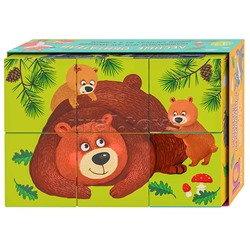 Умные кубики в поддончике.6 штук. Лесные обитатели