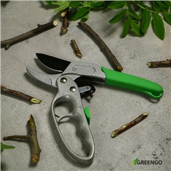 Секатор контактный, 7" (18 см), с храповым механизмом, пластиковые ручки, Greengo