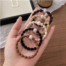 Набор резинок для волос волнистые с жемчужной бусиной 5 штук