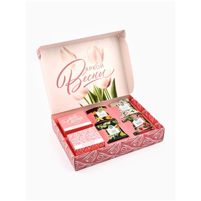 Чай подарочный «С праздником весны. 8 Марта», весовой чай 40 г (2 шт.×20 г)., чай в пакетиках 21.6 (12 шт.×1.8 г).