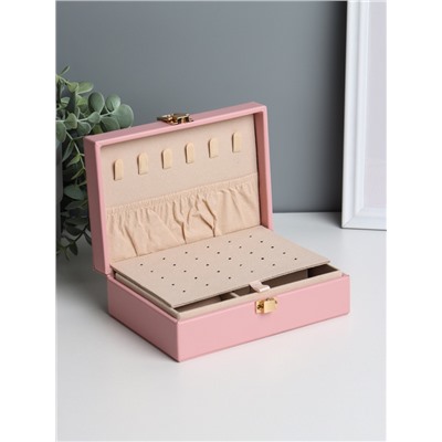 Шкатулка для украшений «Матовая гладь. Прямоугольная», кожзам, розовая, 16×11.5×5.5 см