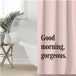 Штора для ванной водоотталкивающая «Этель» Good morning, 145×180 см, ткань оксфорд, розовая