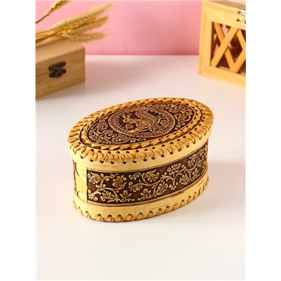 Шкатулка для украшений «Маленькая белочка», овальная, 14×9×6 см, береста