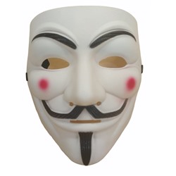 Маска Анонимуса белая / Маска Гая Фокса / Карнавальная маска / Маска V - значит Вендетта 1СОРТ